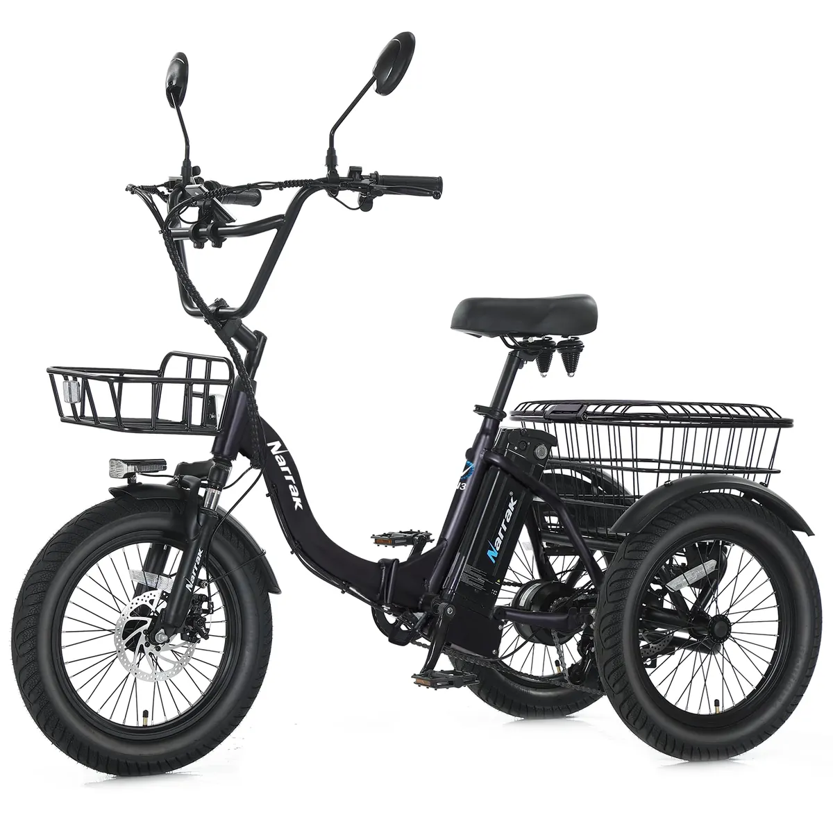 NARRAK Electric Tricycle for Adults,18" x 3.0 Fat Tire Folding Electric Trike,3 Wheels…